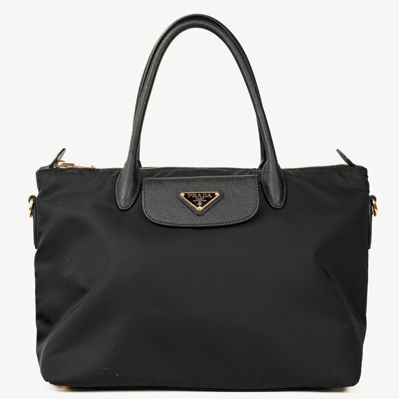 Prada Tessuto Nylon Saffiano Black Tote Bag - Picture 1 of 11